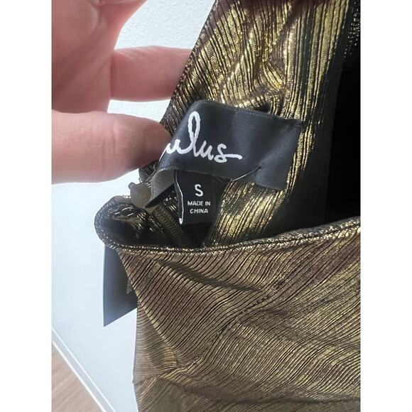 Lulus Metallic Gold/Bronze Halter Dress Sz S - Picture 3 of 4